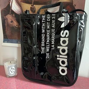 ADIDAS PATENT LEATHER AIRLINER LUXE SHOPPER BAG